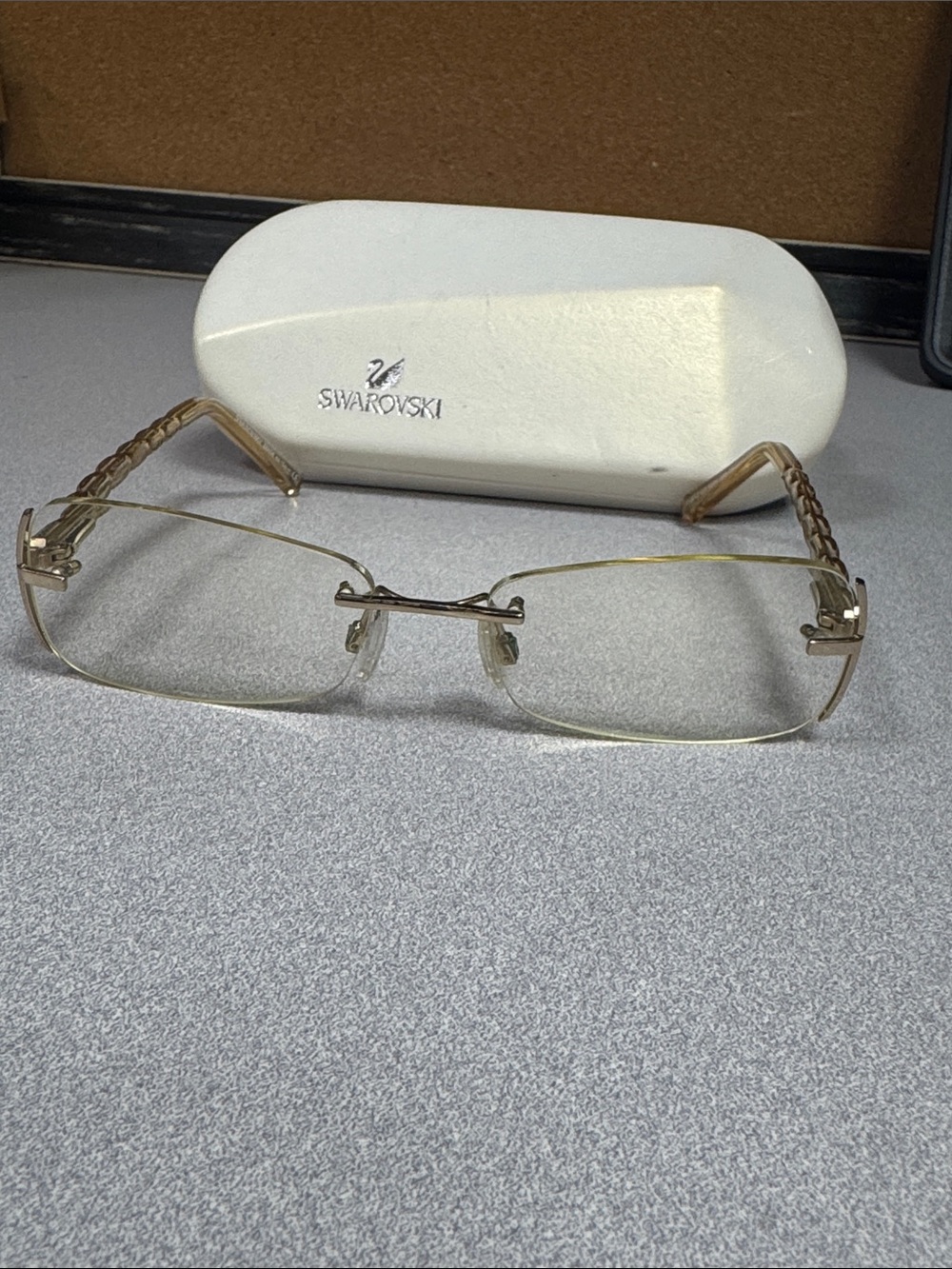 Swarovski Gold Rimless Women's Eyeglasses with Braided Temples